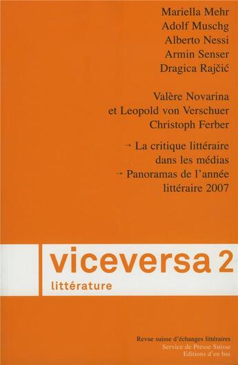 Couverture du livre « Viceversa littérature t.2 2008 » de  aux éditions D'en Bas