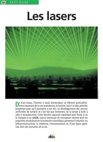 Couverture du livre « Les lasers » de  aux éditions Aedis