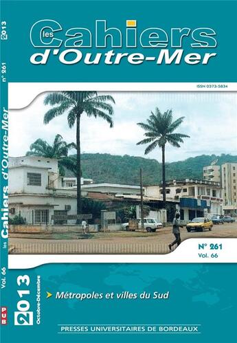 Couverture du livre « Metropoles et villes du sud cahier outre mer n 261 vol 66 » de  aux éditions Pu De Bordeaux