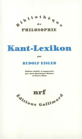 Couverture du livre « Kant-Lexikon » de Rudolf Eisler aux éditions Gallimard