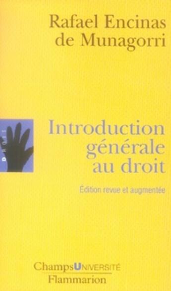 Couverture du livre « Introduction generale au droit » de Encinas De Munagorri aux éditions Flammarion