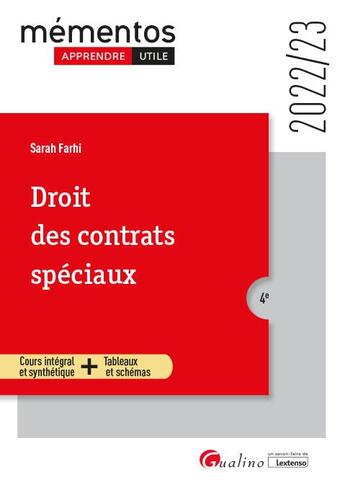 Couverture du livre « Droit des contrats spéciaux (édition 2022/2023) » de Sarah Farhi aux éditions Gualino