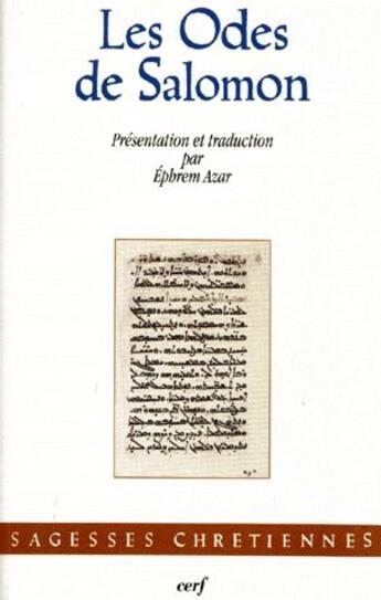 Couverture du livre « Les odes de Salomon » de Ephrem Azar aux éditions Cerf