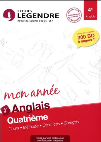 Couverture du livre « Cours Legendre ; anglais ; 4emon année » de Robert Duval aux éditions Edicole