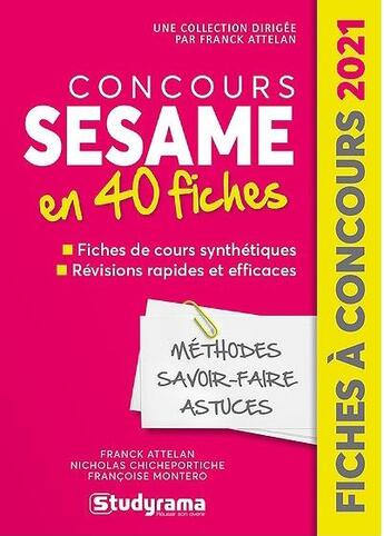 Couverture du livre « Concours Sésame en 40 fiches » de  aux éditions Studyrama