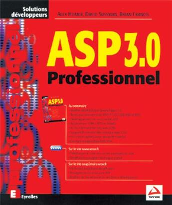 Couverture du livre « ASP 3.0 Professionnel » de Alex Homer et Brian Francis et David Sussman aux éditions Eyrolles
