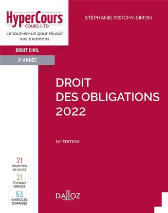 Couverture du livre « Droit des obligations (édition 2022) » de Stephanie Porchy-Simon aux éditions Dalloz