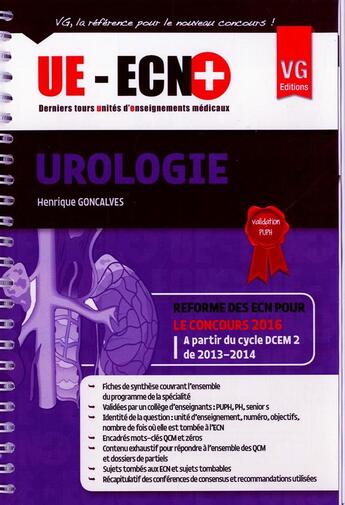 Couverture du livre « Ue ecn+ urologie » de H.Goncalves aux éditions Vernazobres Grego