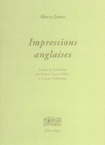 Couverture du livre « Impressions anglaises » de Henry James aux éditions Verdier