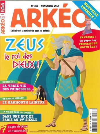 Couverture du livre « Arkeo junior n 256 zeus le roi des dieux novembre 2017 » de  aux éditions Arkeo Junior