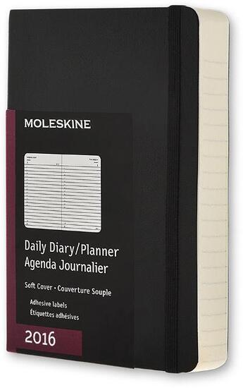 Couverture du livre « Agenda journalier 2016 poche noir couverture souple » de  aux éditions Moleskine