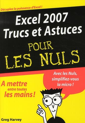 Couverture du livre « Excel 2007 ; trucs & astuces » de Greg Harvey aux éditions First Interactive