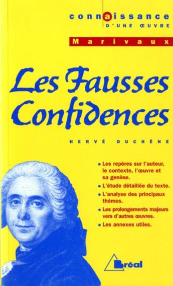 Couverture du livre « Fausses confidences- marivaux » de Duchene aux éditions Breal