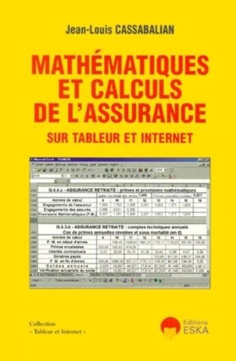 Couverture du livre « MATHEMATIQUES ET CALCULS DE L'ASSURANCE » de Cassabalian aux éditions Eska