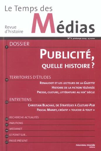 Couverture du livre « Publicité, quelle histoire ? » de  aux éditions Nouveau Monde