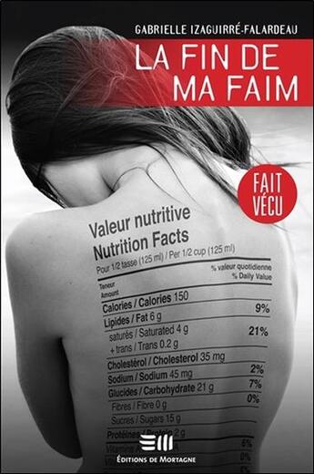 Couverture du livre « La fin de ma faim ; fait vécu » de Gabrielle Izaguirre-Falardeau aux éditions De Mortagne