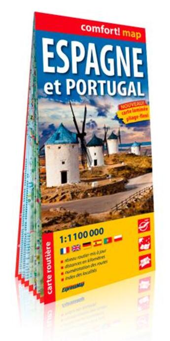 Couverture du livre « Espagne et portugal 1/1m1 (carte laminee grand for » de  aux éditions Expressmap