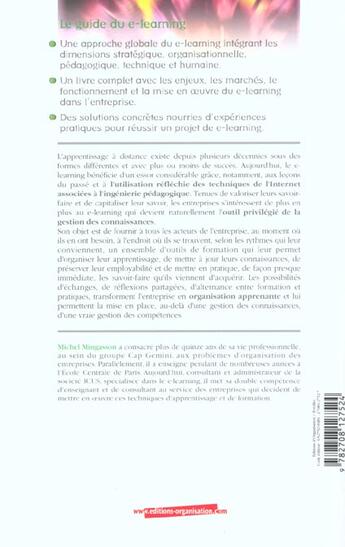 Couverture du livre « Le guide du e-learning l'organisation apprenante » de Mingasson M. aux éditions Organisation