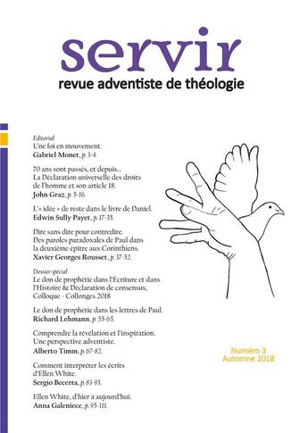 Couverture du livre « Servir t.3 ; revue adventiste de théologie » de  aux éditions Books On Demand