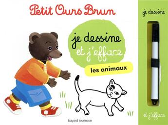 Couverture du livre « L'ardoise de Petit Ours Brun ; les animaux » de Daniele Bour aux éditions Bayard Jeunesse