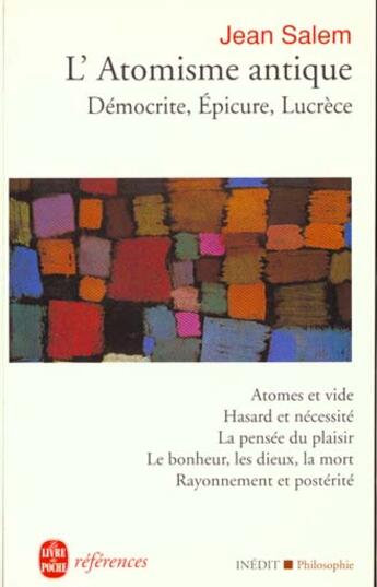 Couverture du livre « L'atomisme antique- inedit » de Salem-J aux éditions Le Livre De Poche