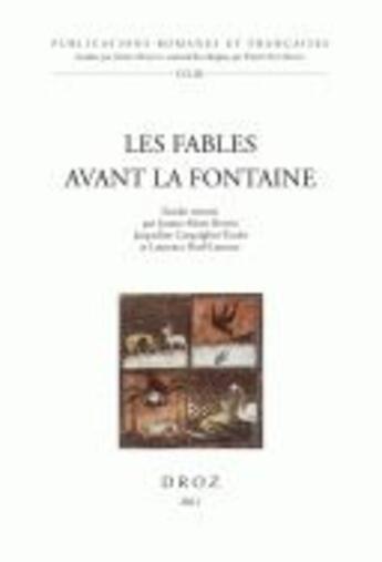 Couverture du livre « Les fables avant la fontaine » de  aux éditions Droz