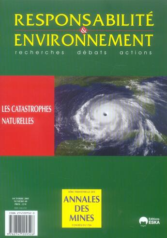 Couverture du livre « Responsabilité et environnement ; les catastrophes naturelles » de  aux éditions Eska