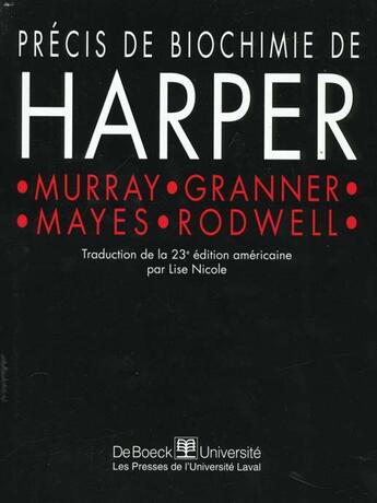 Couverture du livre « Precis de biochimie de harper » de Murray aux éditions De Boeck
