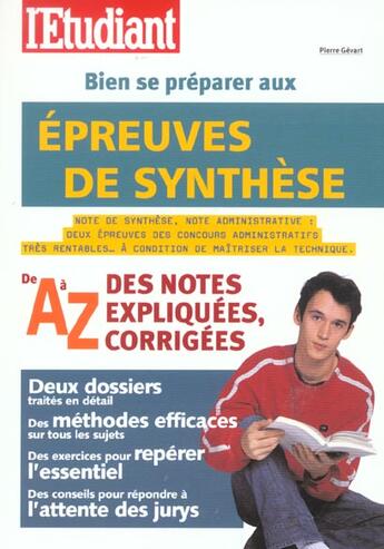 Couverture du livre « Bien se preparer aux epreuves de synthese » de Pierre Gevart aux éditions L'etudiant