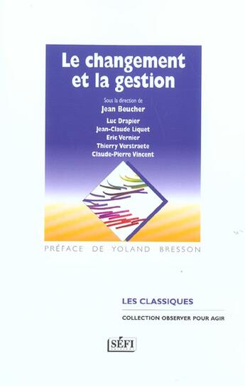 Couverture du livre « Le changement et la gestion » de  aux éditions Sefi