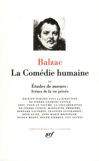 Couverture du livre « La comédie humaine Tome 2 » de Honoré De Balzac aux éditions Gallimard