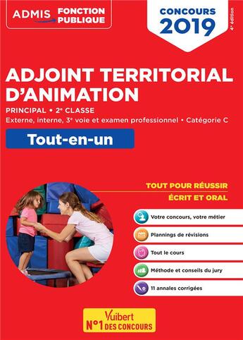 Couverture du livre « Concours adjoint territorial d'animation ; principal, 2e classe ; tout-en-un (concours 2019) » de Alain Pena aux éditions Vuibert