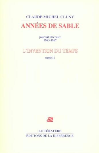 Couverture du livre « Invention du temps t02 annees » de  aux éditions La Difference