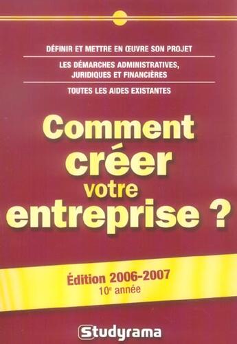 Couverture du livre « Comment creer votre entreprise (édition 2005/2006) » de  aux éditions Studyrama