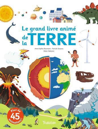 Couverture du livre « Le grand livre animé de la Terre » de Didier Balicevic et Anne-Sophie Baumann et Pierrick Graviou aux éditions Tourbillon