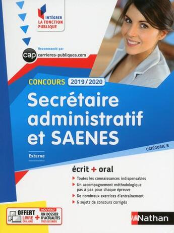 Couverture du livre « Secrétaire administratif et SAENES ; CAP ; concours (édition 2019/2020) » de  aux éditions Nathan