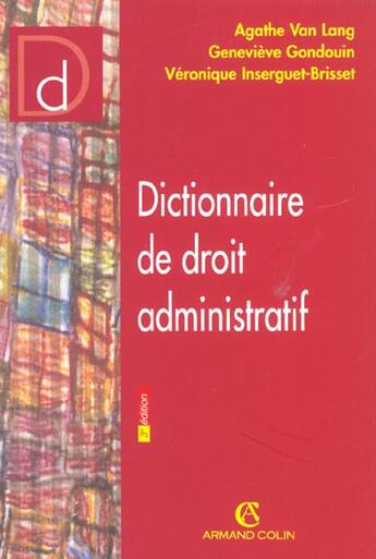 Couverture du livre « Dictionnaire De Droit Administratif ; 3e Edition » de Genevieve Gondouin et Veronique Inserguet-Bresset et Agathe Van Lang aux éditions Dalloz