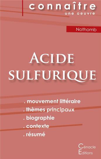 Couverture du livre « Acide sulfurique, de Amélie Nothomb » de  aux éditions Editions Du Cenacle