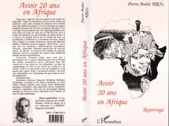 Couverture du livre « Avoir 20 ans en afrique » de  aux éditions L'harmattan