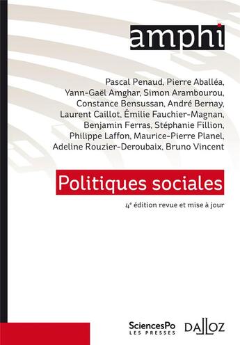 Couverture du livre « Politiques sociales (4e édition) » de Pascal Penaud aux éditions Dalloz