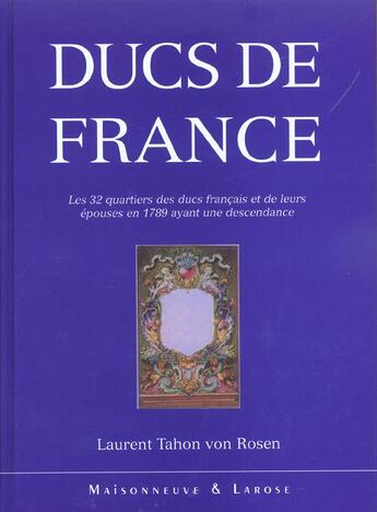 Couverture du livre « Ducs De France » de Tahon Von Rosen aux éditions Maisonneuve Larose