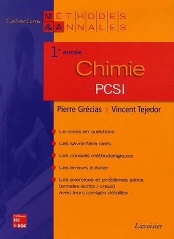 Couverture du livre « Chimie pcsi 1re annee » de Pierre Grecias aux éditions Tec Et Doc