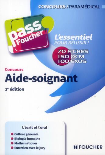 Couverture du livre « Pass'Foucher ; Aide-Soignant ; Concours (Edition 2013) » de Valerie Beal aux éditions Foucher