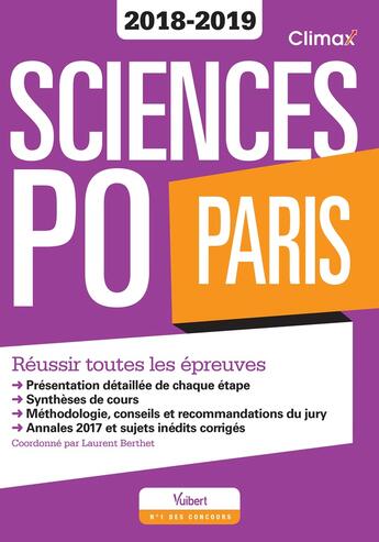 Couverture du livre « Sciences Po Paris ; réussir toutes les épreuves (concours 2018-2019) » de  aux éditions Vuibert