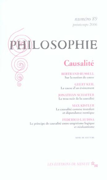 Couverture du livre « Revue Philosophie Minuit T.89 » de  aux éditions Minuit