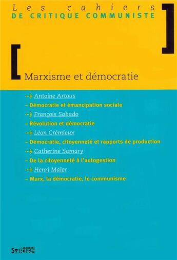 Couverture du livre « Marxisme et democratie » de  aux éditions Syllepse