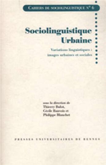 Couverture du livre « Sociolinguistique urbaine » de  aux éditions Pu De Rennes