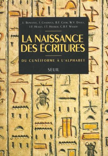 Couverture du livre « La naissance des ecritures. du cuneiforme a l'alphabet » de  aux éditions Seuil