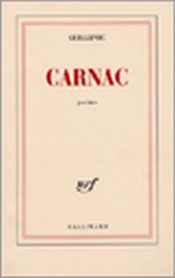 Couverture du livre « Carnac » de Eugene Guillevic aux éditions Gallimard