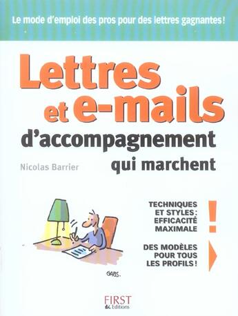 Couverture du livre « Lettres et e-mails d'accompagnement qui marchent » de Barrier Nicolas aux éditions First